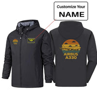 Thumbnail for Retro Airbus A330 Rain Jackets & Windbreakers aviation design printed on waterproof shell with sealed seams rain jacket.