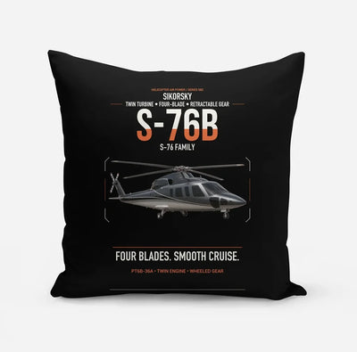 Sikorsky S-76B design on black pillow