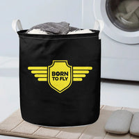 Thumbnail for Born To Fly aviation design on durable fabric with reinforced handles laundry basket.