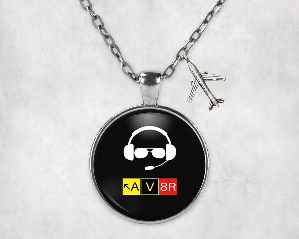 AV8R 2 aviation necklace, stainless steel body with engraved detail.
