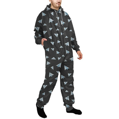 Paper Airplanes (Gray) Jumpsuit for Men & Women aviation design on soft cotton blend jumpsuit.