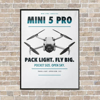 Thumbnail for DJI Mini 5 Pro vertical canvas print - framed - white background