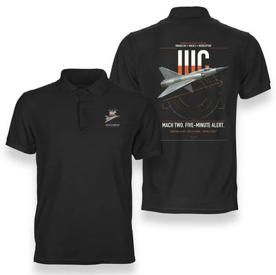 Dassault Mirage IIIC design on black double-side polo t-shirt, double-side print