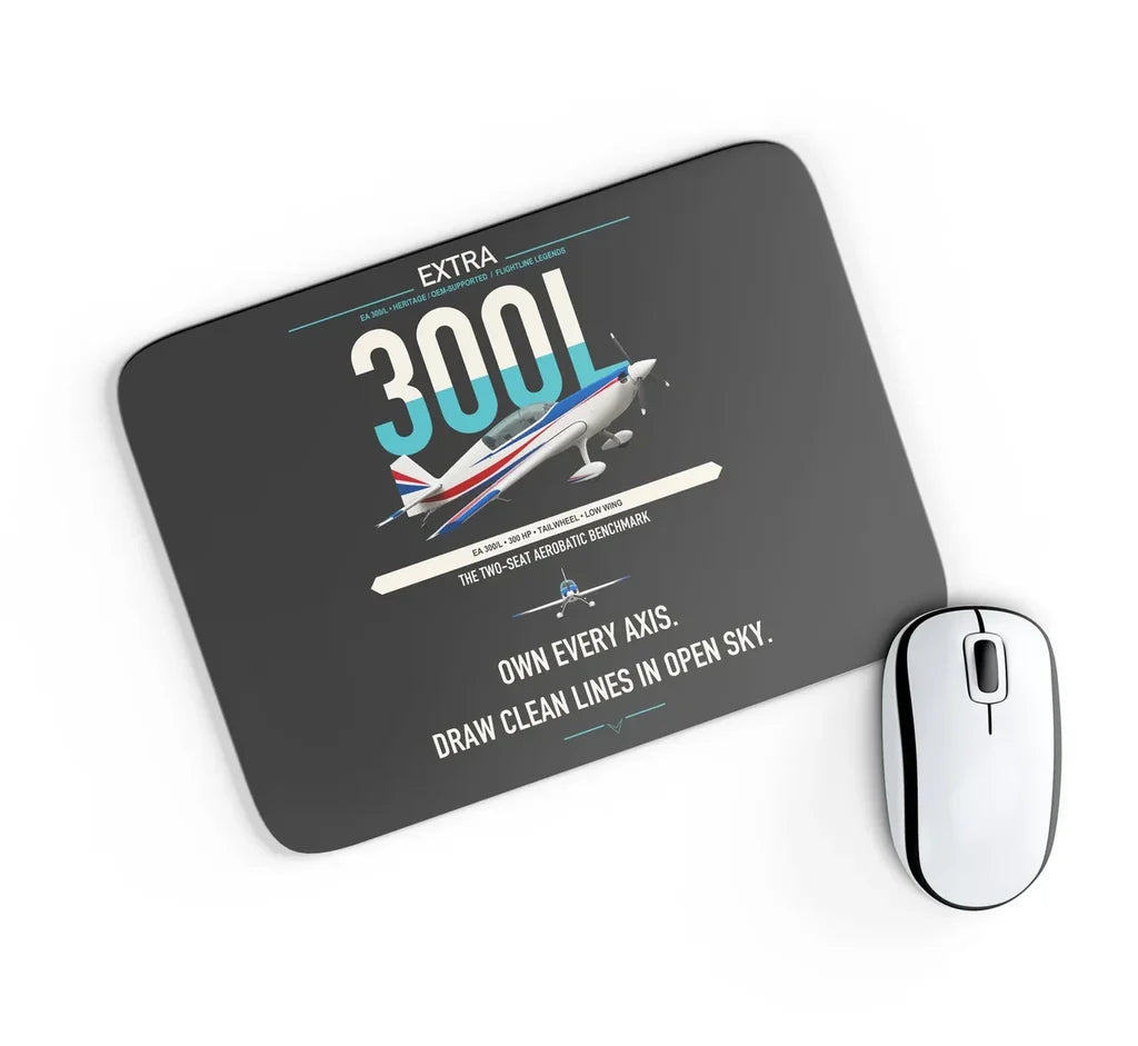 Extra 300L design on black rectangle mouse pad