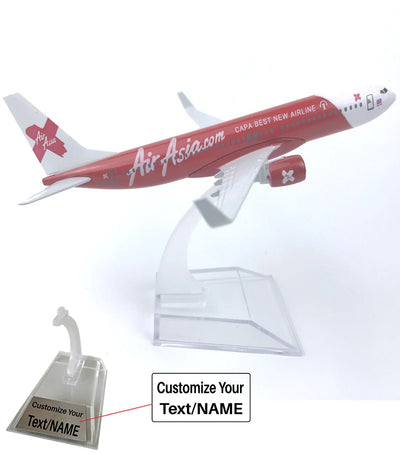 Side view of AirAsia Boeing 737 Airplane Model (16CM) aviation 16-18cm scale model aircraft in diecast metal.