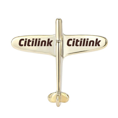 Side view of Citilink Airlines Airplane Shape aviation airplane-shape brooch in polished alloy, polished finish.