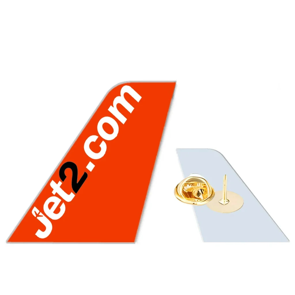 JET2 Airlines aviation design tail-shape badge pin in polished alloy.
