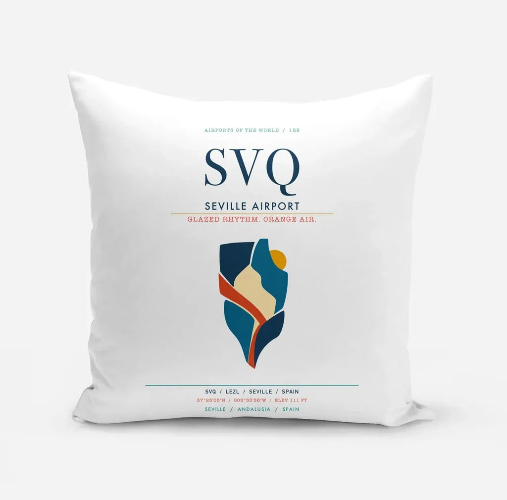 Seville Airport (SVQ) design on white pillow