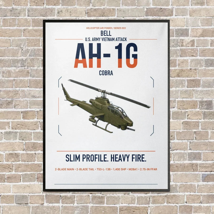 Bell AH-1G Cobra vertical canvas print - framed - white background