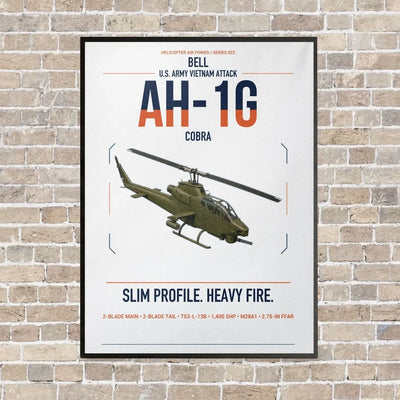 Bell AH-1G Cobra vertical canvas print - framed - white background