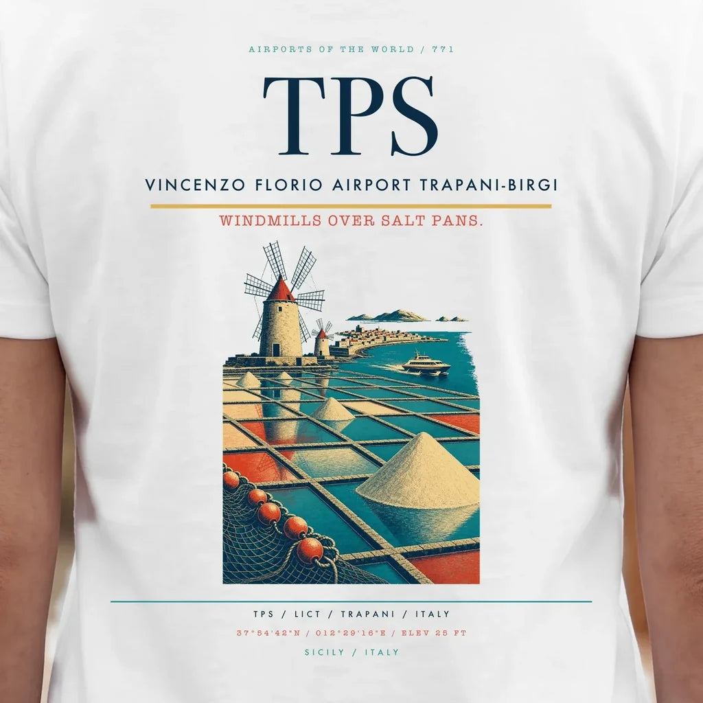 Vincenzo Florio Airport Trapani-Birgi (TPS) double-side t-shirt design close-up cover