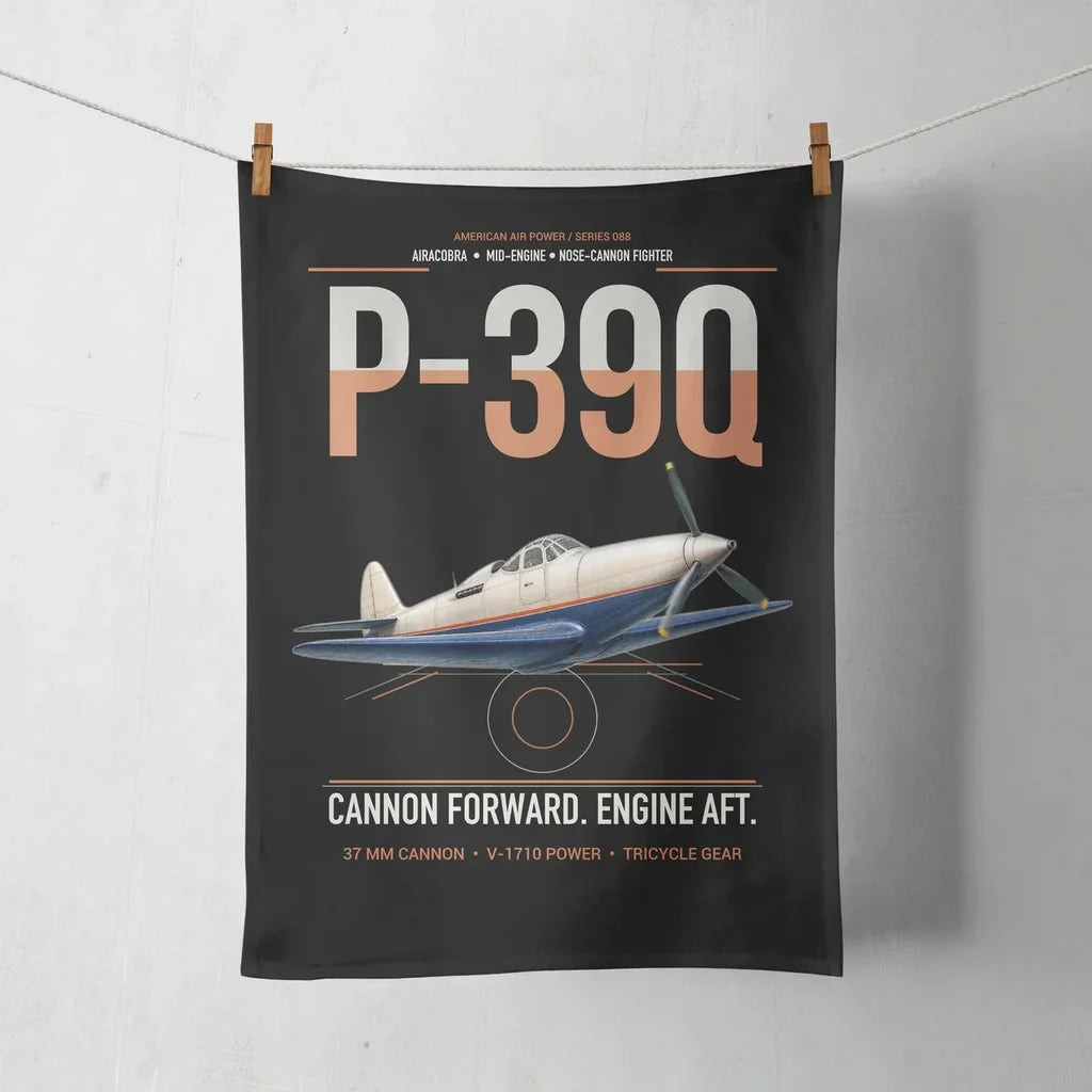 P-39Q Airacobra design on black towel
