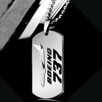 Thumbnail for Side view of The Boeing 737 aviation necklace in polished metal, polished finish.