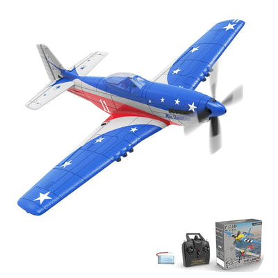 Side view of P51D Mustang 2/4CH RC Plane RTF (Xpilot, 1-Key Aerobatic) 761-5 Miss America aviation RC model in durable ABS pl.