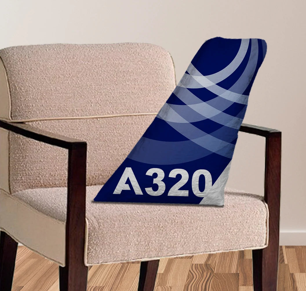 Airbus A320 aviation design on soft polyester filling aircraft tail pillow.