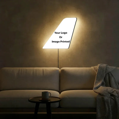 Custom Design Image Logo aviation design on durable metal with LED aircraft tail wall art.