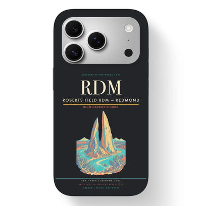 Redmond Airport (RDM) design on black iPhone 17 Pro MagSafe case