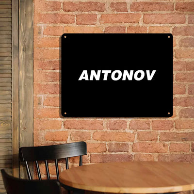 Antonov & Text aviation design on durable metal with painted finish metal sign.