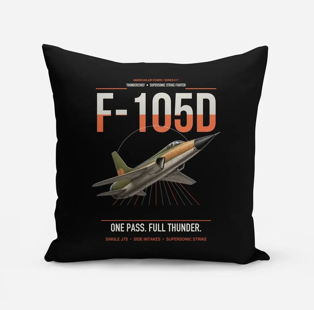 F-105D Thunderchief design on black pillow