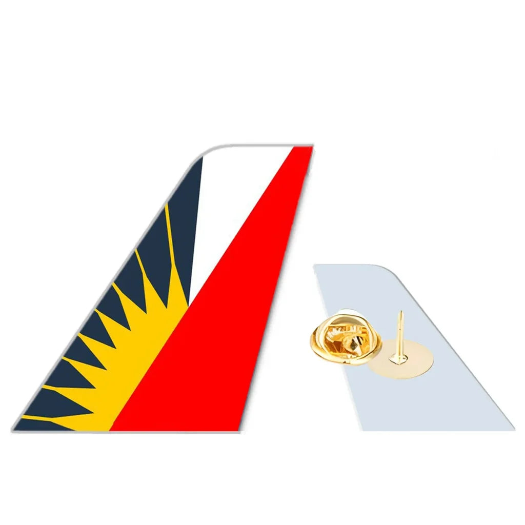 Philippine Airlines aviation design tail-shape badge pin in polished alloy.