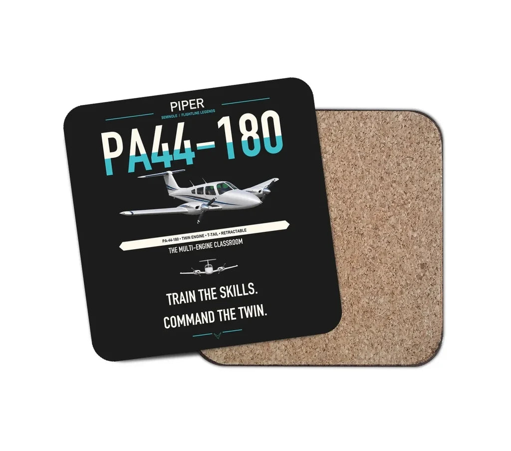 Piper PA-44-180 Seminole design on black 1 piece coaster