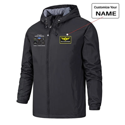 The Only Six Pack I Will Ever Need Rain Jackets & Windbreakers aviation design printed on waterproof shell with sealed seams.