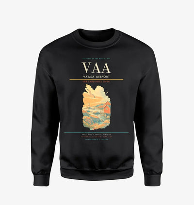 Vaasa Airport (VAA) design on black sweatshirt