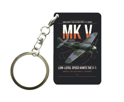 Hawker Tempest Mk V design on black designed key chain, double-side print