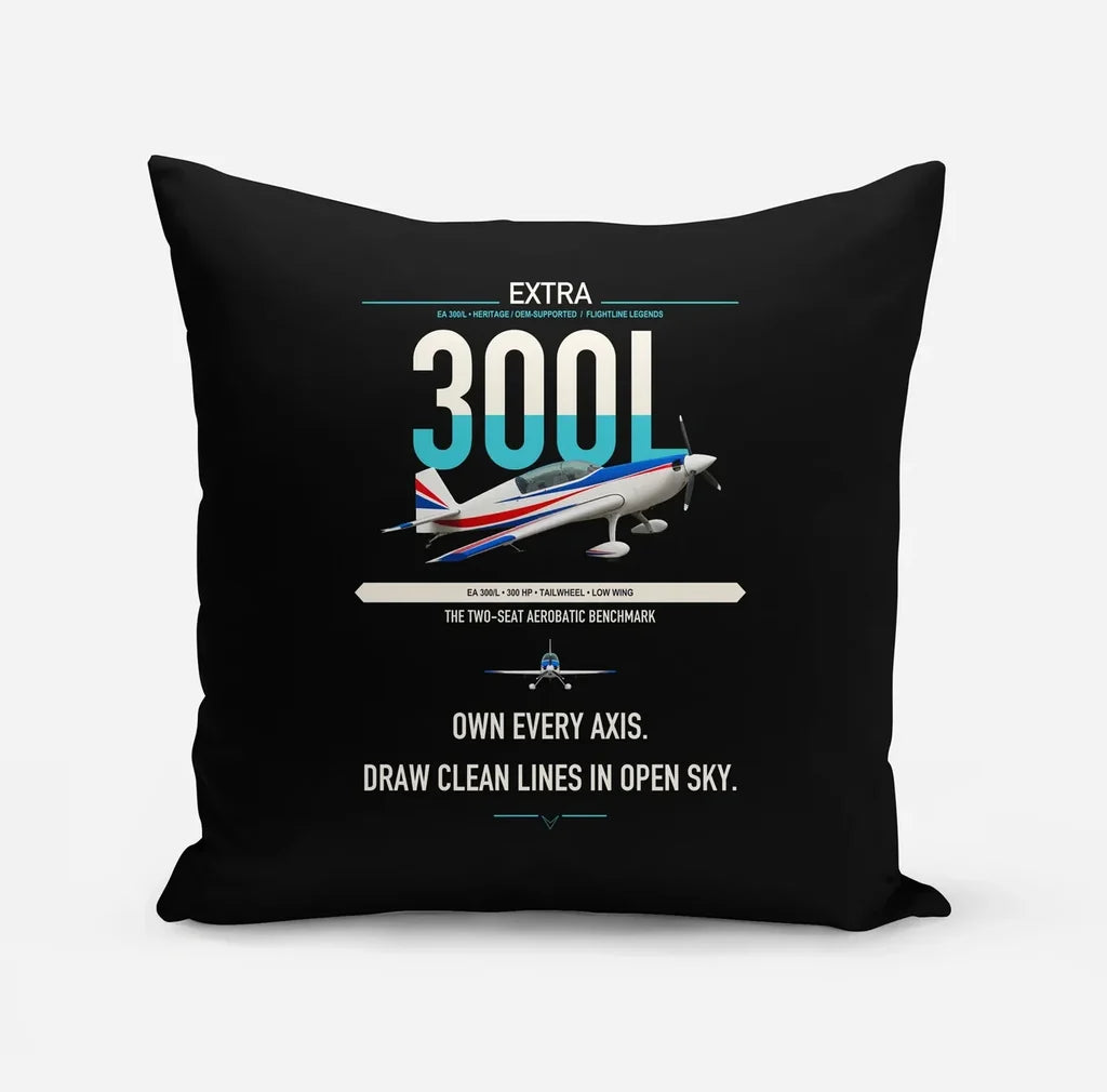 Extra 300L design on black pillow