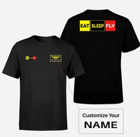 Thumbnail for Eat Sleep Fly (Colourful) aviation design printed on soft cotton double-side print T-shirt.