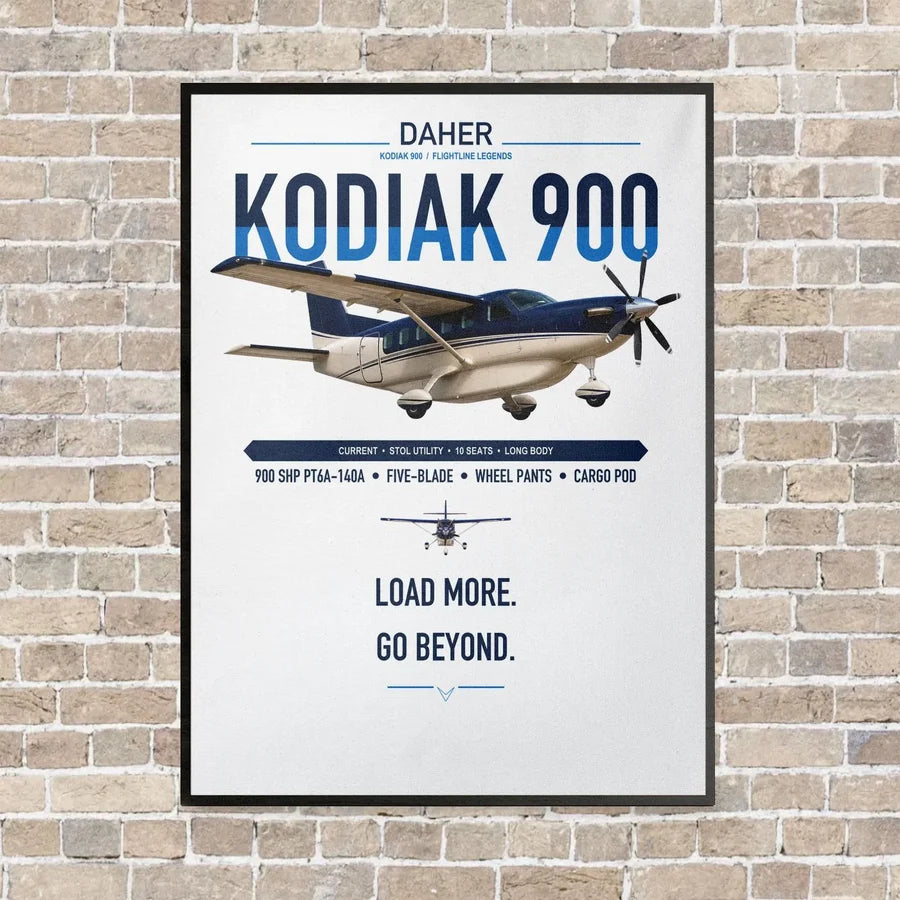 Daher Kodiak 900 vertical canvas print - framed - white background
