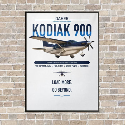 Daher Kodiak 900 vertical canvas print - framed - white background