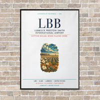 Thumbnail for Lubbock Preston Smith International Airport LBB vertical canvas print - framed - white background