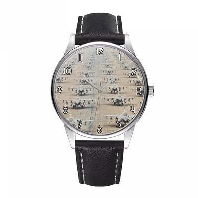 Military Jets aviation-themed watch with leather strap, polished leather strap.