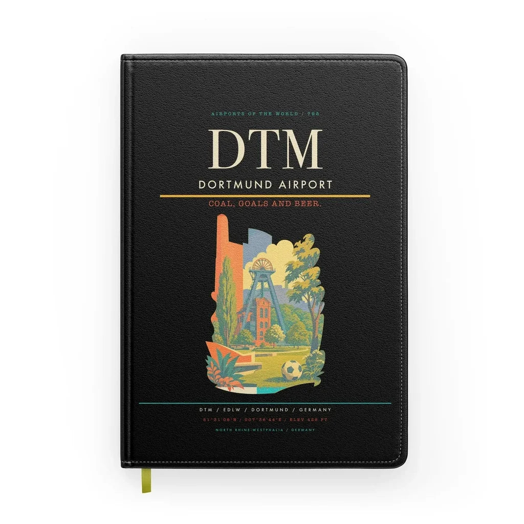 Dortmund Airport (DTM) design on black notebook