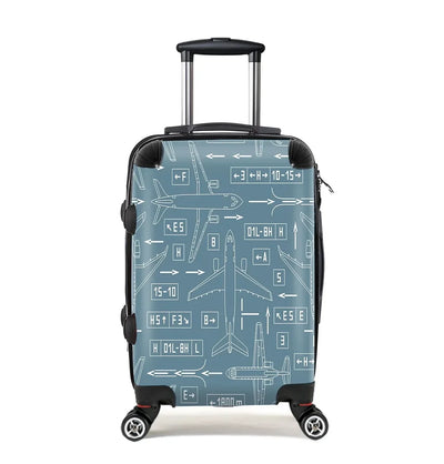 Jet Planes & Airport Signs Cabin Size aviation print luggage, durable shell.