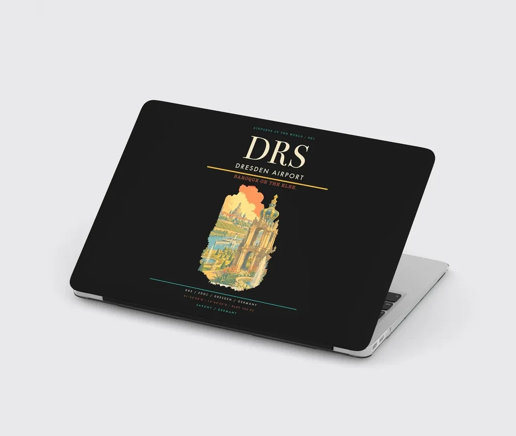 Dresden Airport (DRS) design on black MacBook case