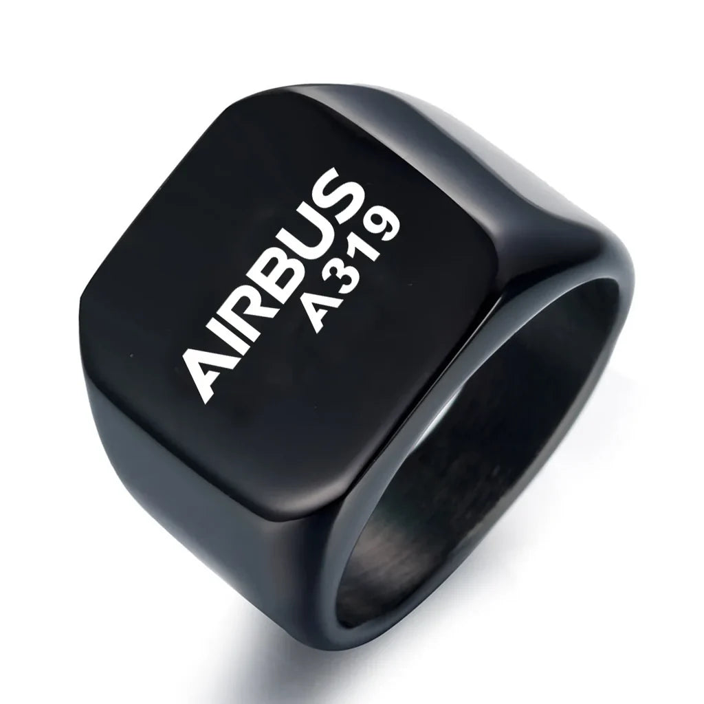 Airbus A319 & Text aviation ring in stainless steel.