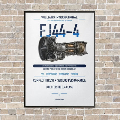 FJ44-4 vertical canvas print - framed - white background