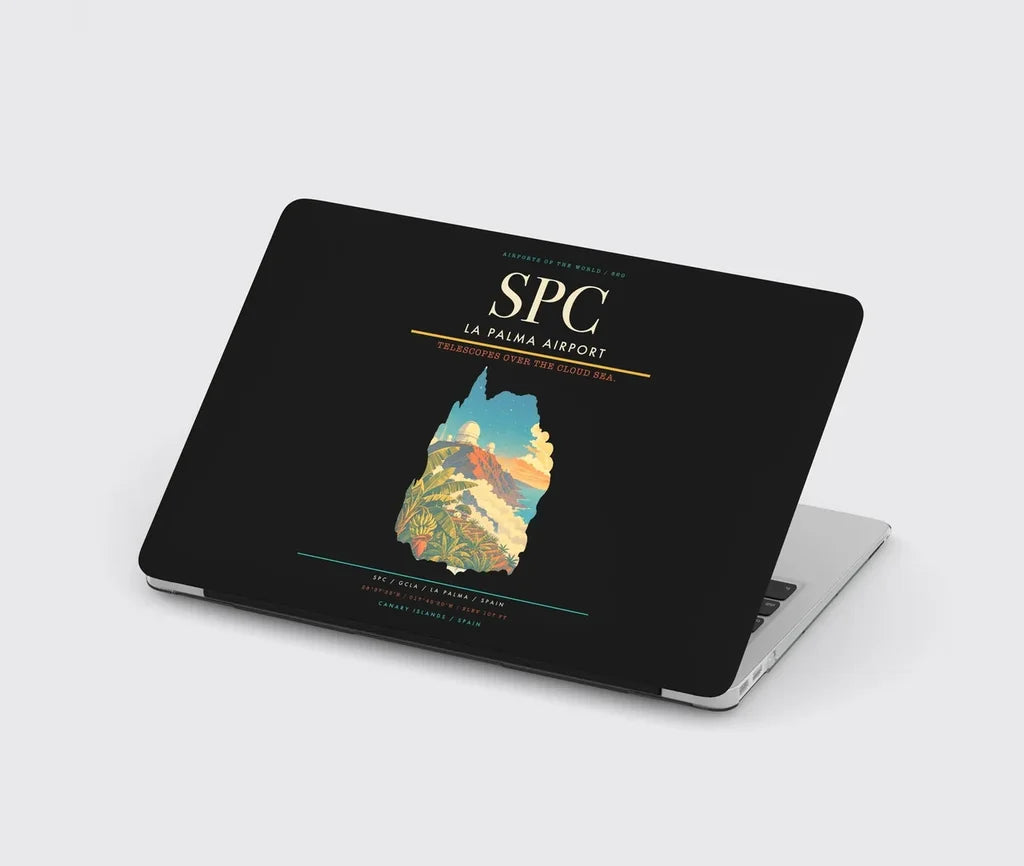 La Palma Airport (SPC) design on black MacBook case