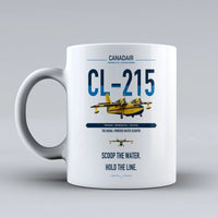 Thumbnail for Canadair CL-215 design on white ceramic mug, double-side print