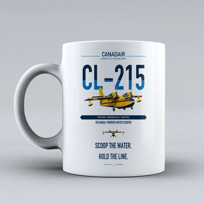 Canadair CL-215 design on white ceramic mug, double-side print