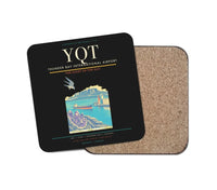 Thumbnail for Thunder Bay International Airport (YQT) design on black 1 piece coaster