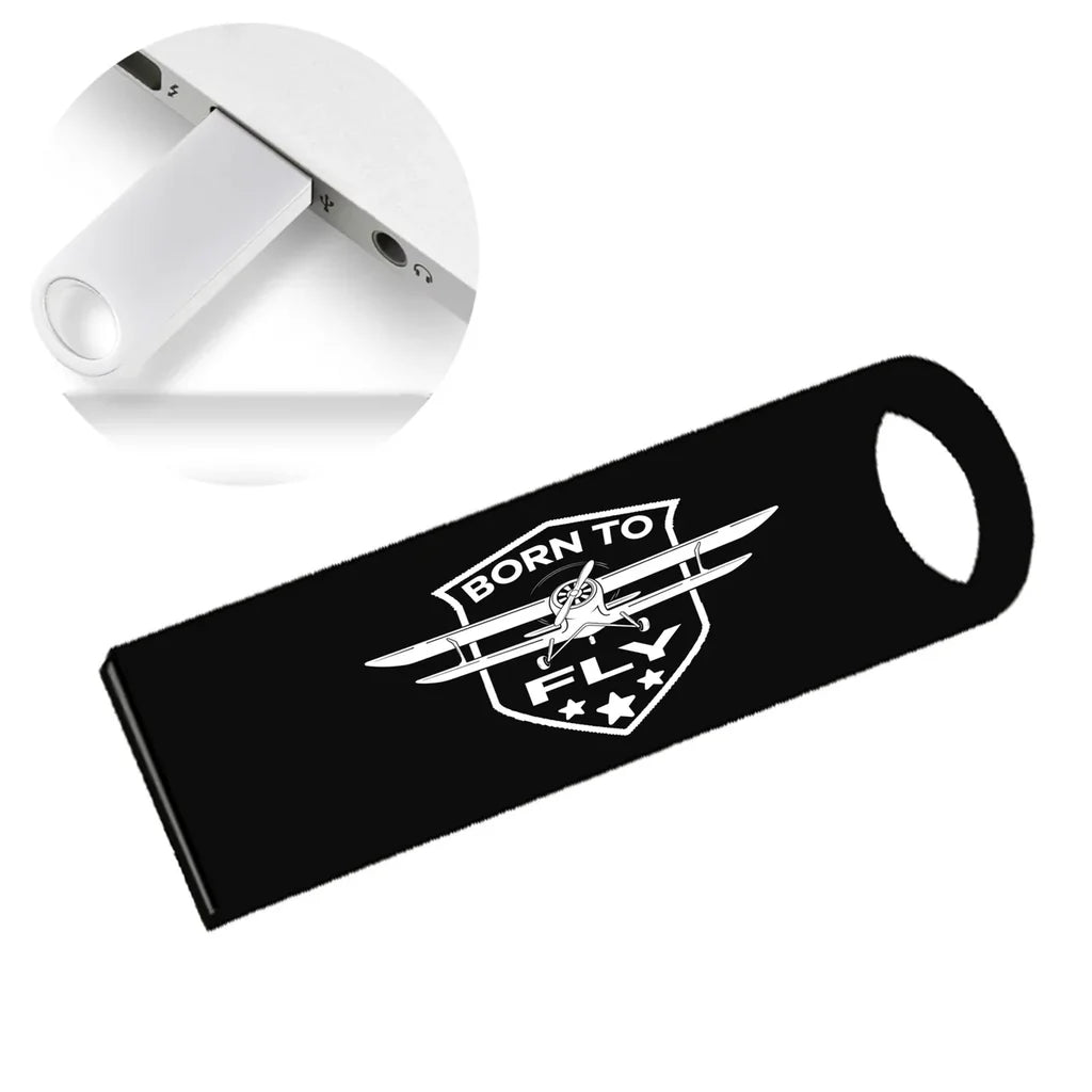 Born To Fly aviation design on durable waterproof casing waterproof USB device.
