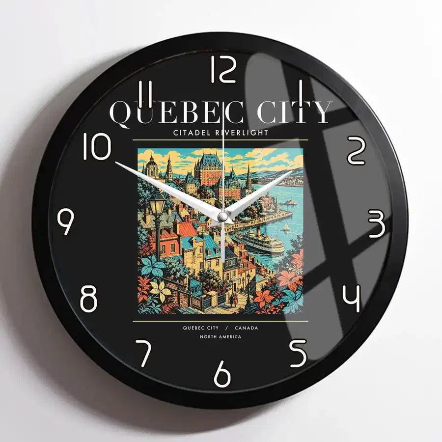 QUEBEC CITY - Poster - Wall Clock Framed - Black