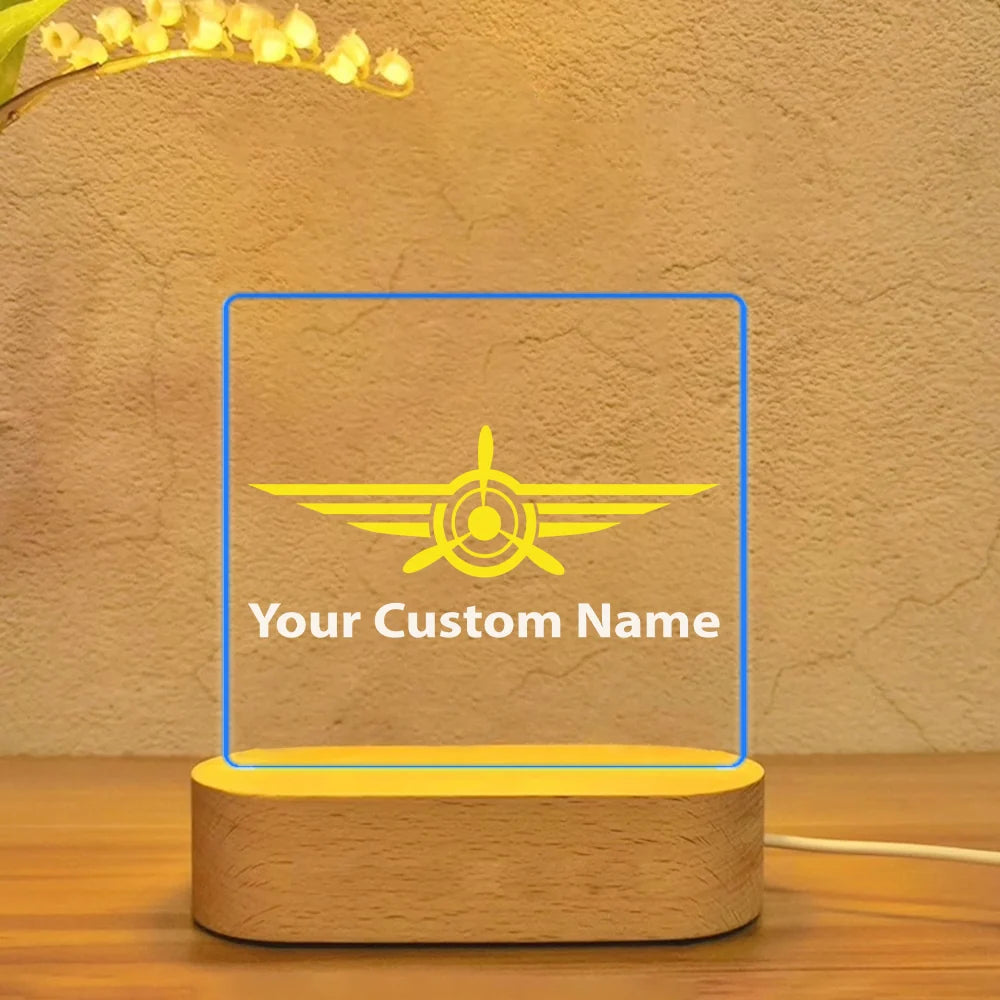 Custom Name (Badge 3) aviation design on premium acrylic with LED 3D night lamp.