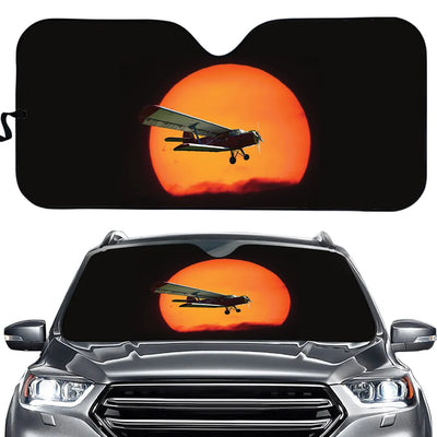 Amazing Antonov-2 With Sunset aviation design on reflective polyester car sun shade.