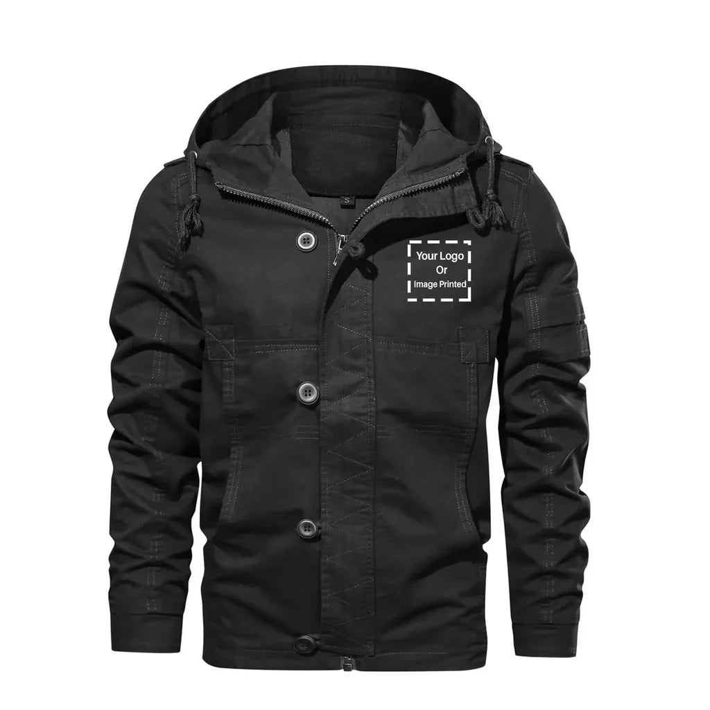 Custom LOGO aviation design printed on heavy cotton shell with classic fit cotton jacket.