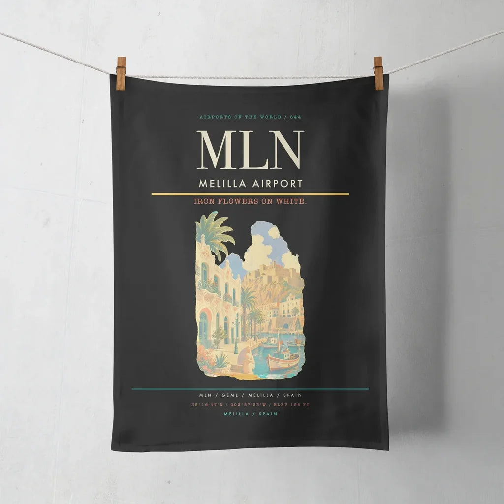 Melilla Airport (MLN) design on black towel