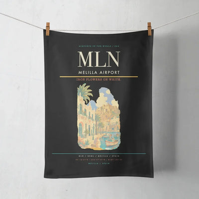 Melilla Airport (MLN) design on black towel